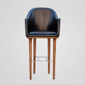 Newest Wood Leg Bar Chair with Leather Sofa Seat